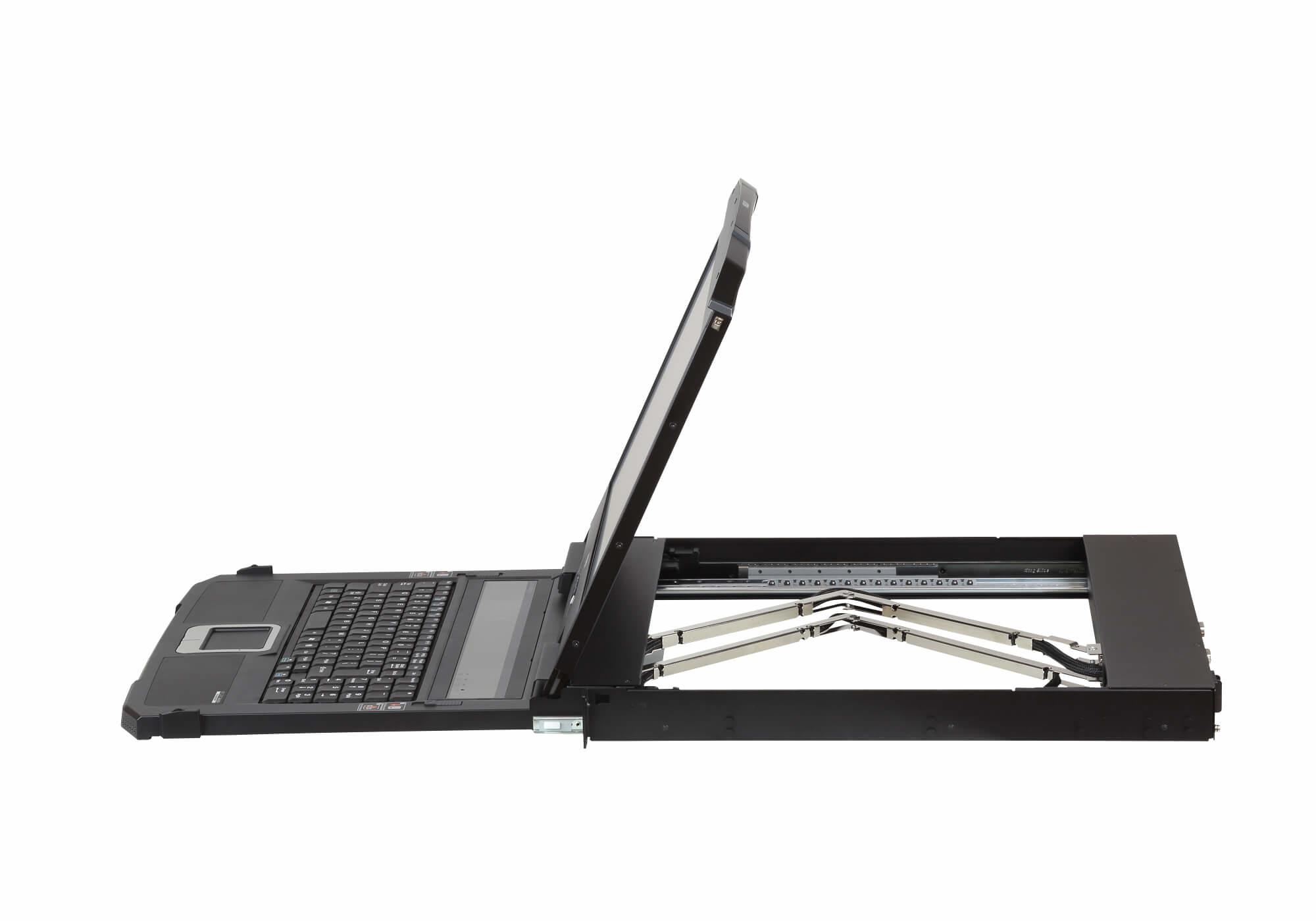 Aten | 1U Ultra Short Gylis Dual Rail plačiaekranis LCD pultas (USB/HDMI/DVI/VGA)