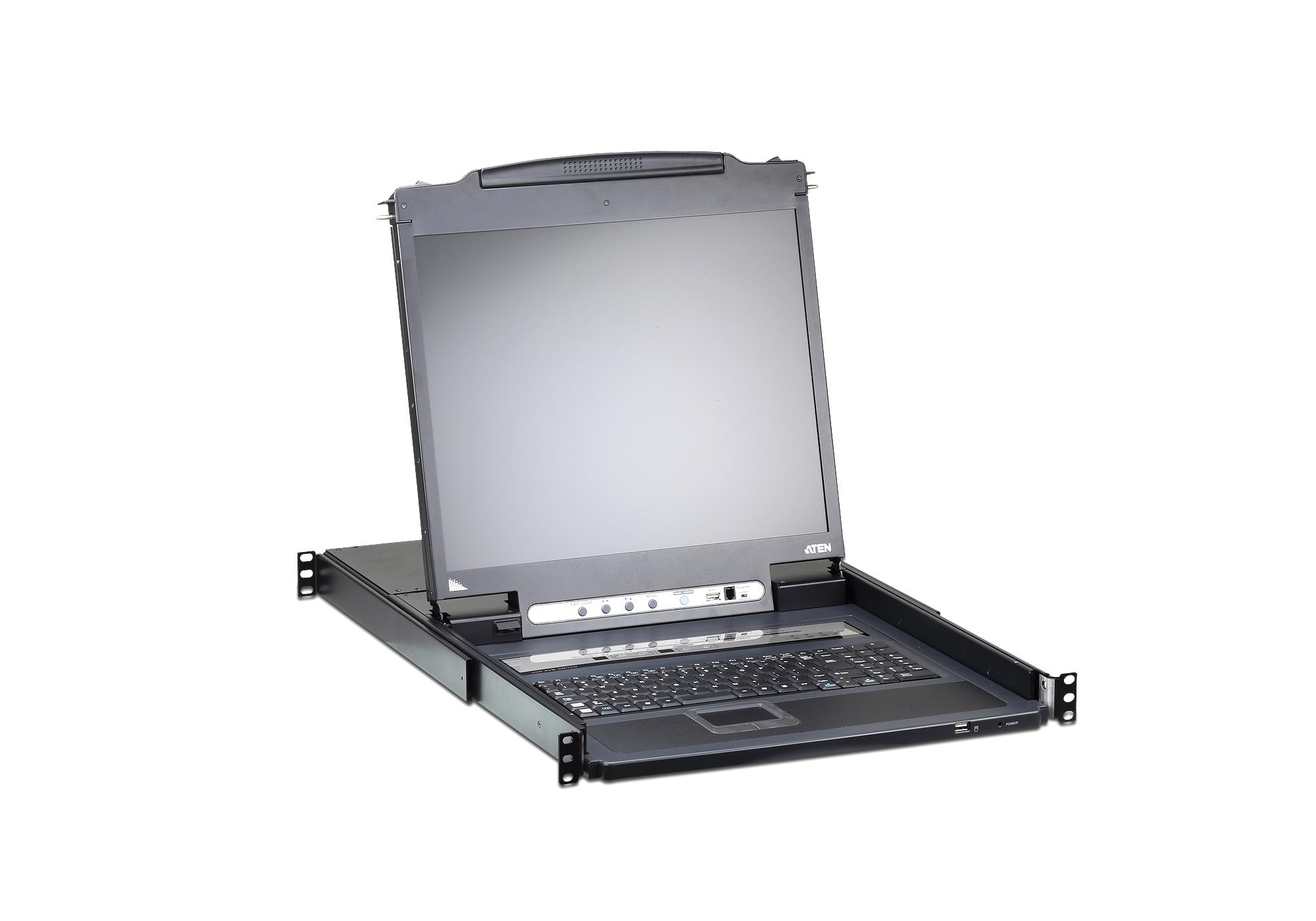 Aten | 16 prievadų PS/2-USB VGA 17 colių LCD KVM per IP komutatorius su grandinės jungtimi ir USB periferinių įrenginių palaikymu | CL5716IM