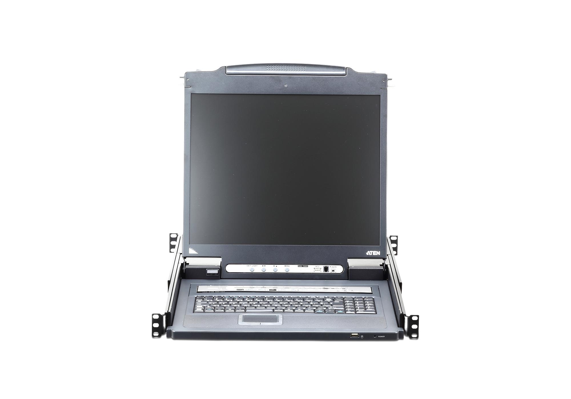 Aten | 16 prievadų PS/2-USB VGA 17 colių LCD KVM per IP komutatorius su grandinės jungtimi ir USB periferinių įrenginių palaikymu | CL5716IM