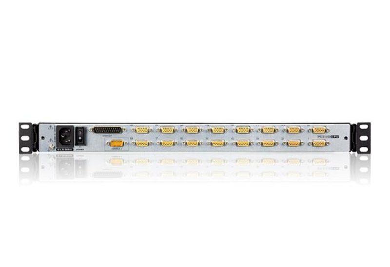 Aten | 16 prievadų PS/2-USB VGA dviejų bėgelių 19 colių LCD KVM komutatorius su grandinės jungtimi ir USB periferinių įrenginių palaikymu | CL5816N