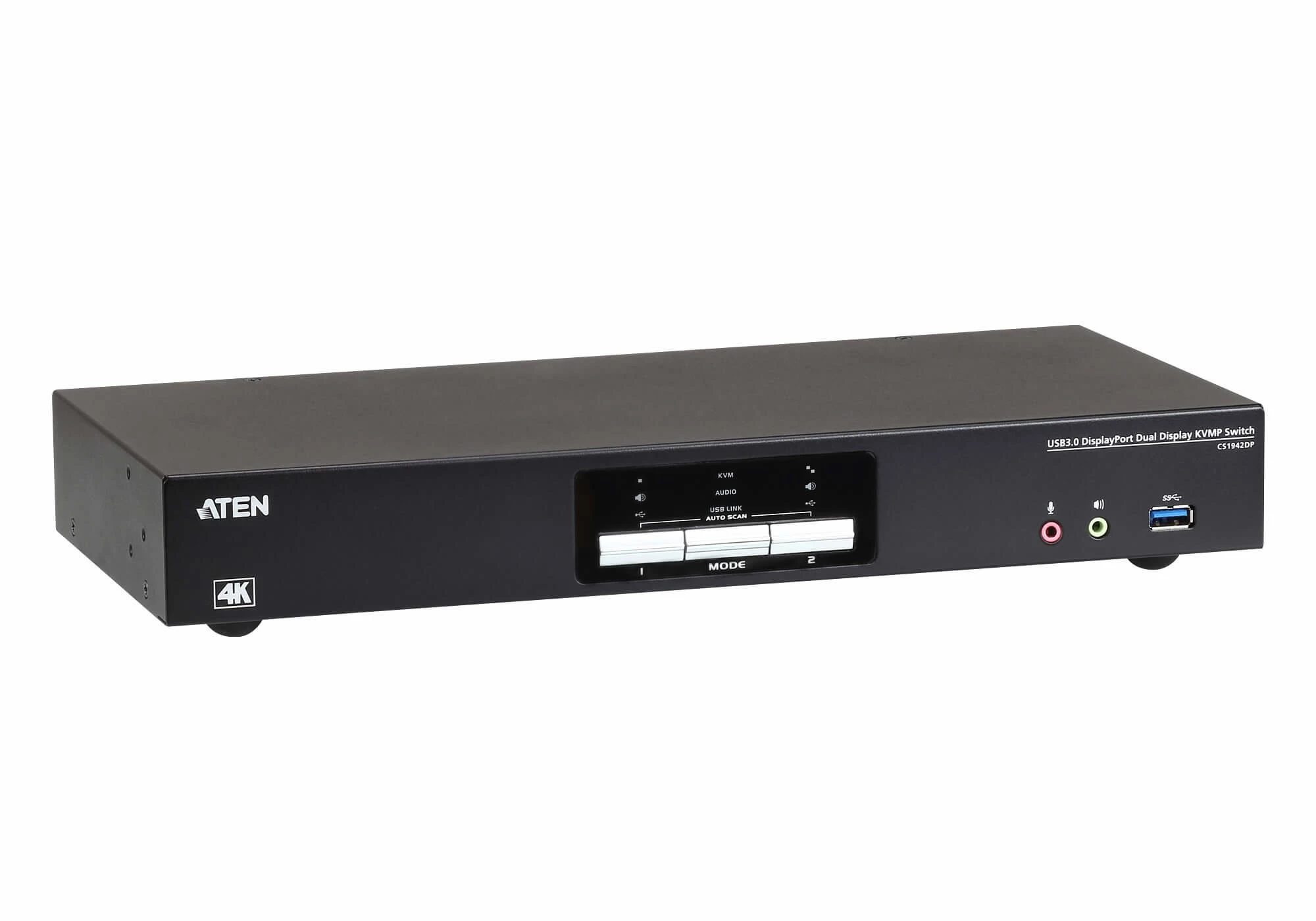 Aten | 2 prievadų USB 3.0 4K DisplayPort dviejų ekranų KVMP jungiklis | CS1942DP