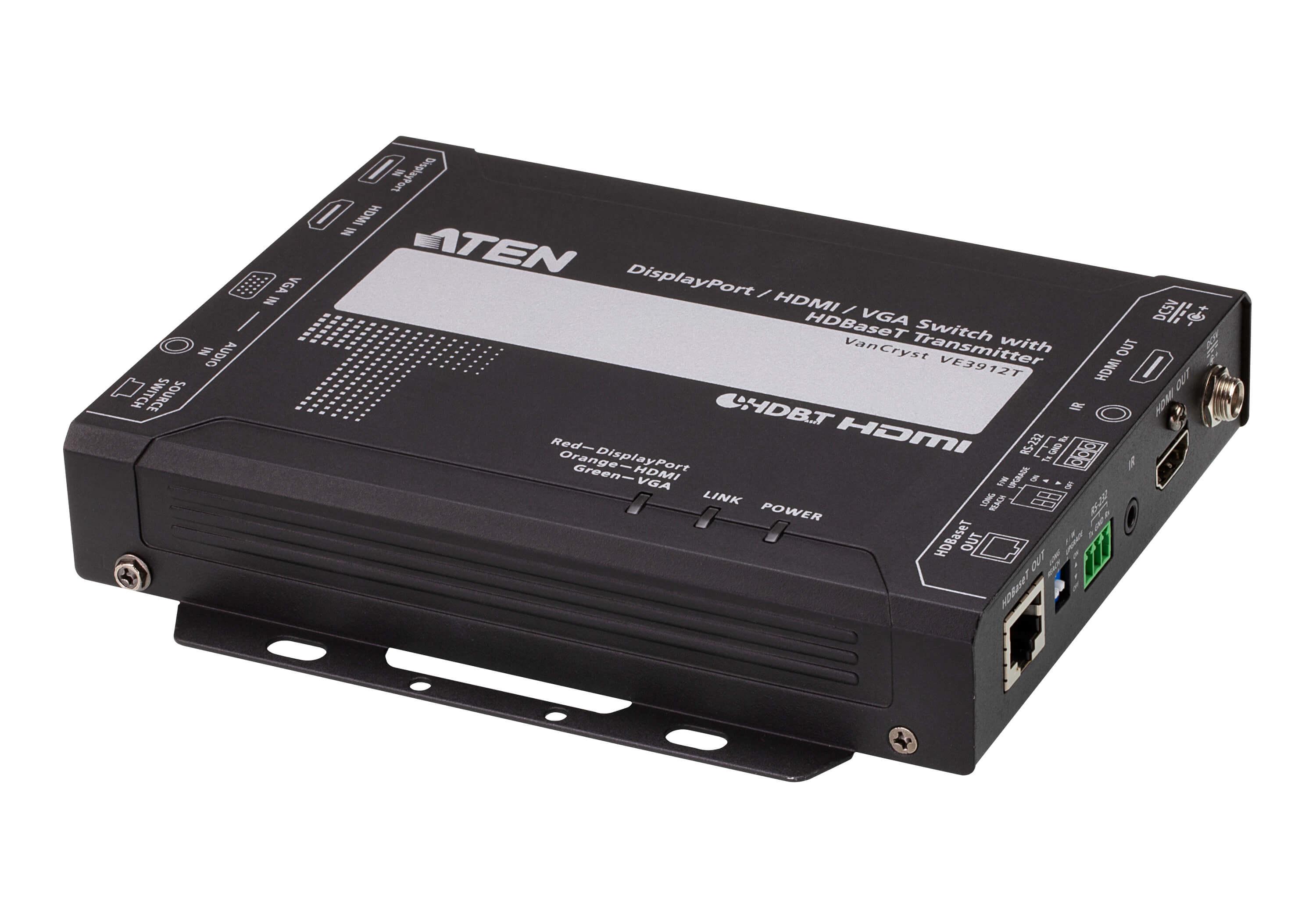 AV signalo perdavimo sistema Aten DisplayPort / HDMI / VGA Switch su HDBaseT siųstuvu