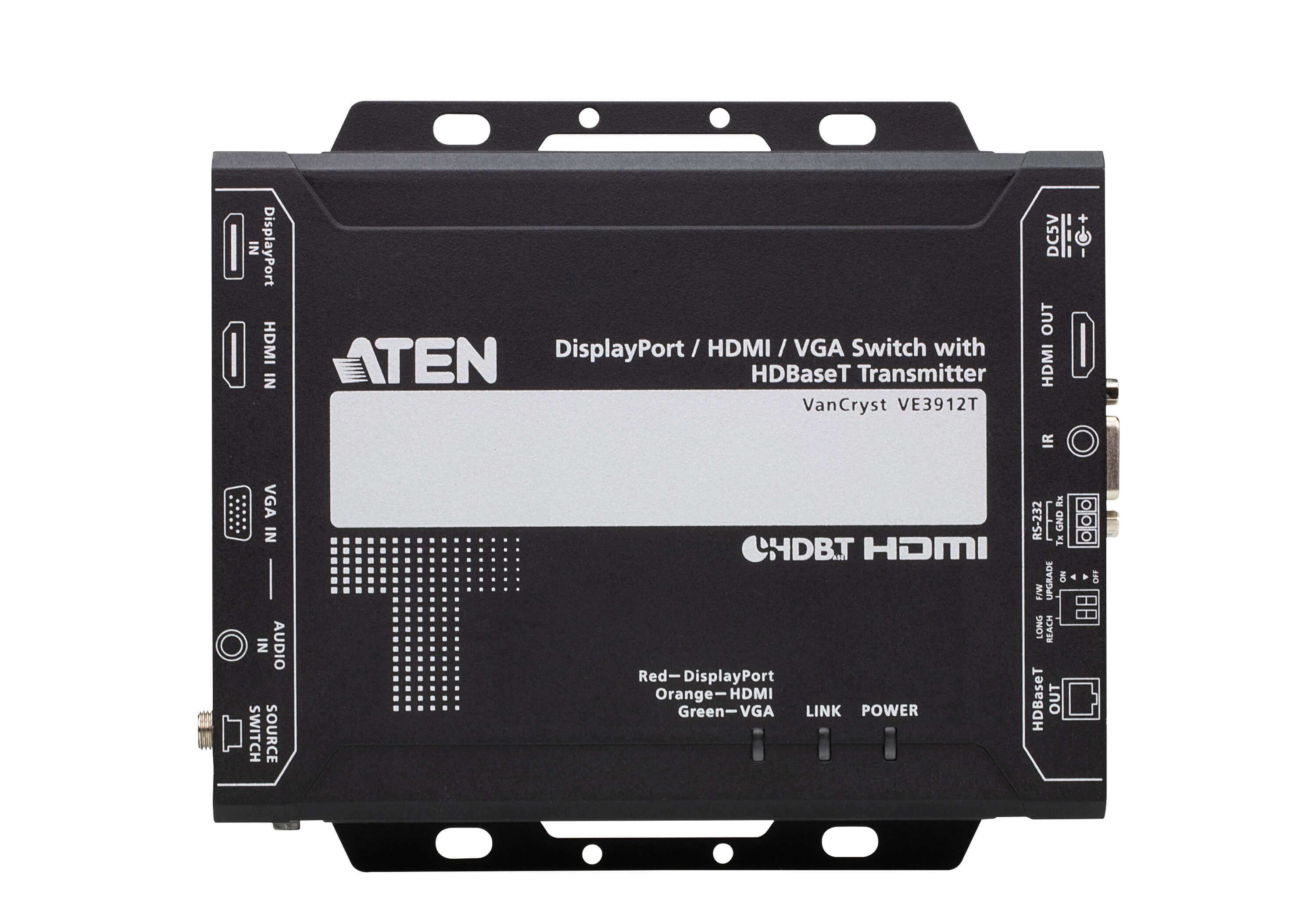 AV signalo perdavimo sistema Aten DisplayPort / HDMI / VGA Switch su HDBaseT siųstuvu
