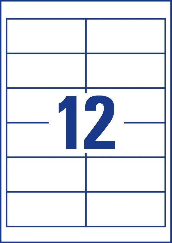 Lipnios etiketės Avery Zweckform, A4, 97x42,3mm, 12 etikečių lape, 100 lapų, baltos spalvos