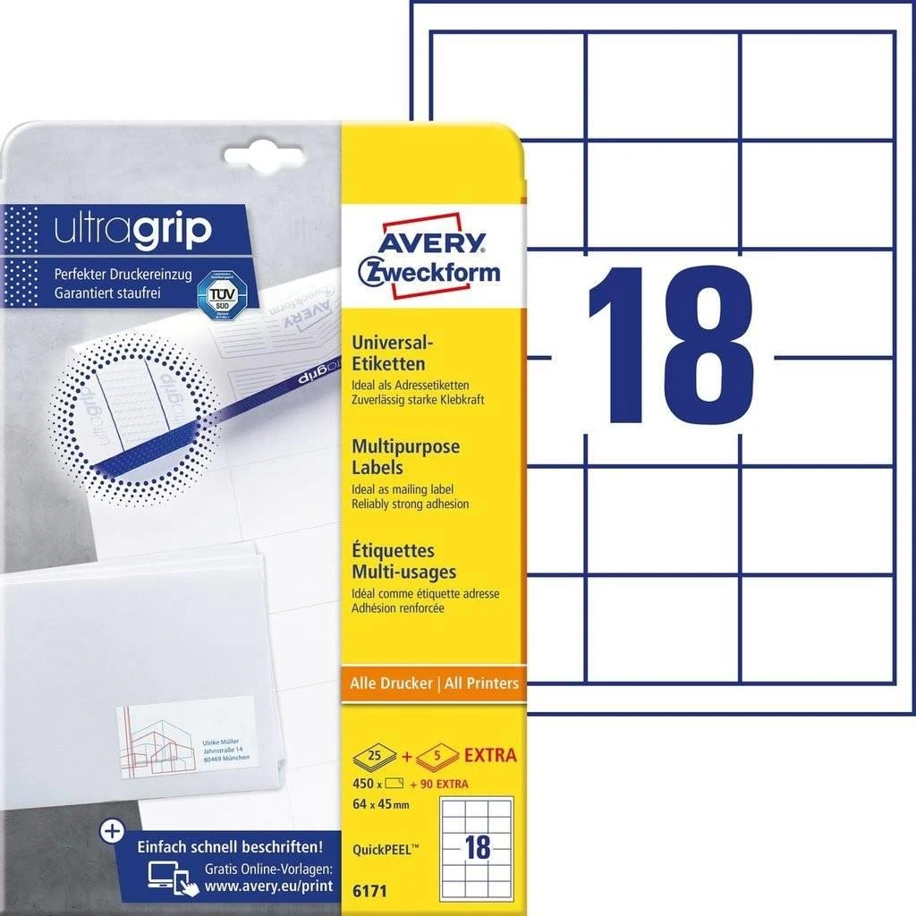 Avery Zweckform greito nuplėšimo etiketės 64x45 (6171)