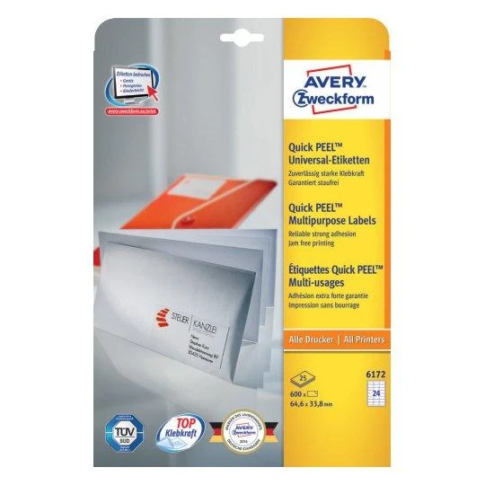 Avery Zweckform greito nuplėšimo etiketės 64,6 x 33,8 (6172)
