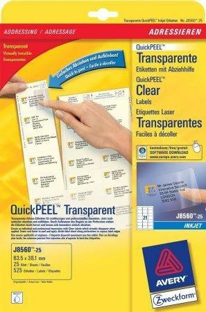 Avery Zweckform LABEL ZF J8560 63.5X38.1 25 SHEETS/525/ LABEL - J8560-25
