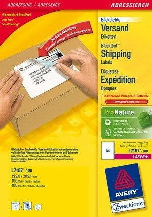 Avery Zweckform LABELZF 7167 199.6X289.1 100 SHEETS/100/ LABEL - L7167-100