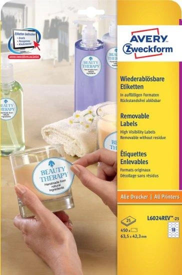 Avery Zweckform LABEL ZF L6024REV 63.5X42.3 25 SHEETS/450/ LABEL - L6024REV-25