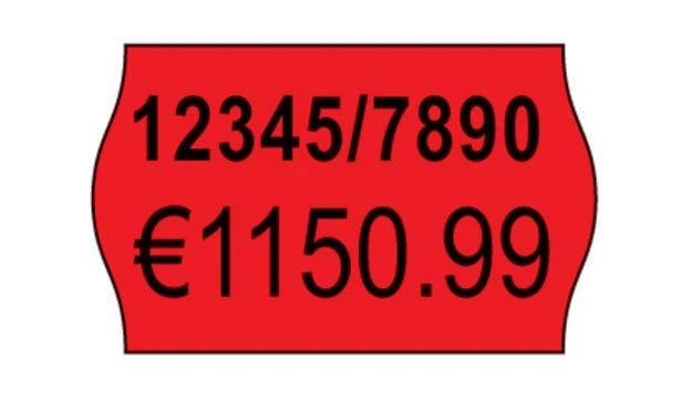 Avery Rulonėlyje kainų etiketės dvieiliui ženklintuvui; visam laikui; 1200 etikečių / ritinys; 10 ritinių/pak.; 16 x 26 mm, raudona