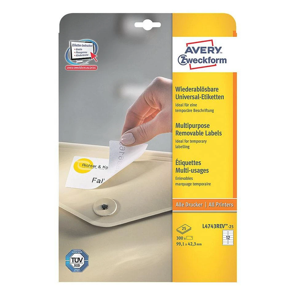 Avery Zweckform ETYK.ZF L4743REV-25 99.1X42.3 25 lapai. ETIKETĖ - L4743REV-25