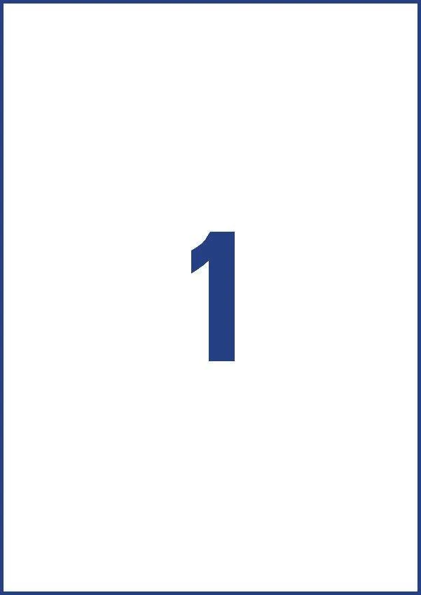 Lipnios etiketės Avery Zweckform, A4, atsparios drėgmei, 210x297mm, 1 etiketė lape, 20 lapų, nuklijuojamos, baltos spalvos