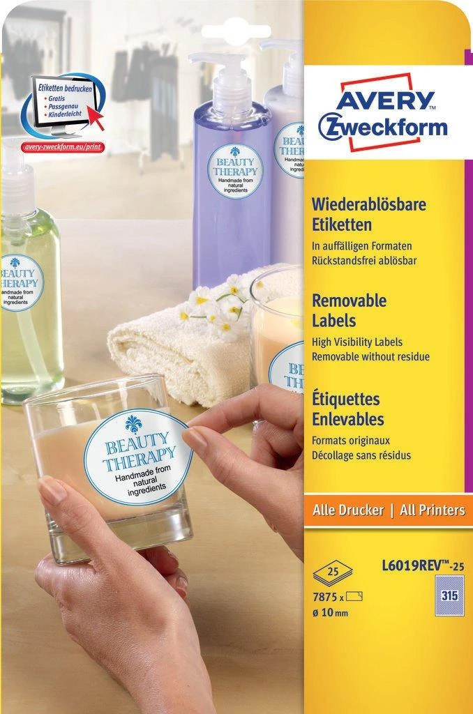 „Avery Zweckform“ ETIKETĖ ZF L6019 DIA.10 MM RATULIAI, 25 LAPAI ETIKETĖ - L6019-25