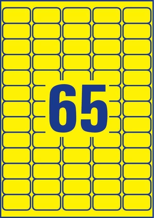 „Avery Zweckform Gelton“ neoninės etiketės, 38,1 x 21,2 mm (L7651Y-25)