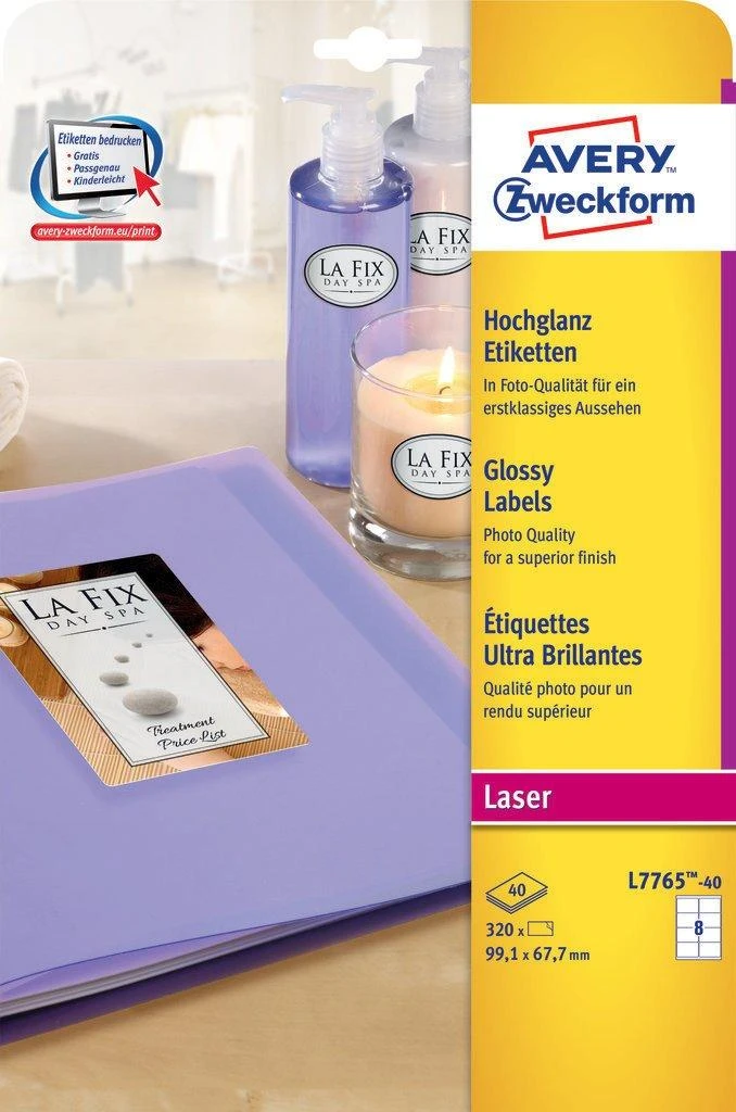 Avery Zweckform Glossy produktų etiketės 99,1 x 67,7 mm (L7765-40)