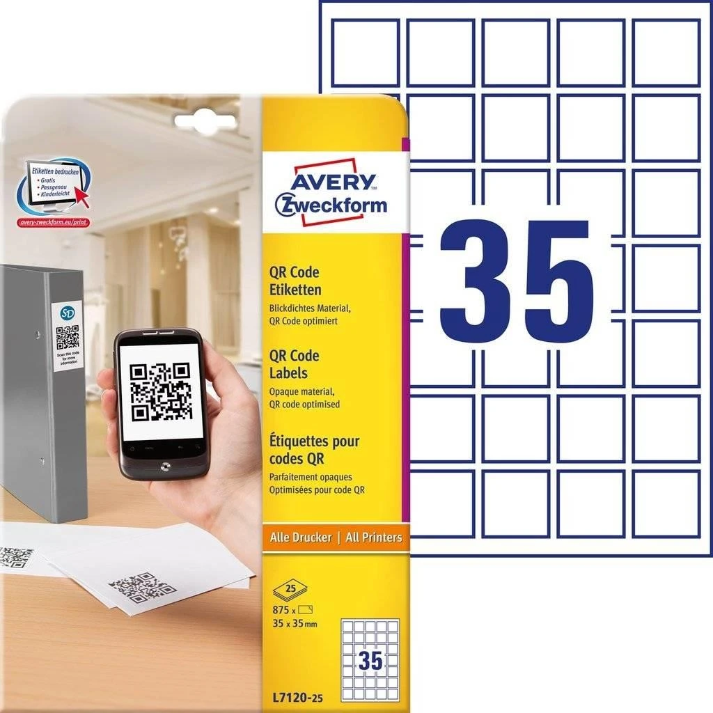 Avery Zweckform LABEL ZF 7120 35X35 FOR CODES/875 LABEL - L7120-25