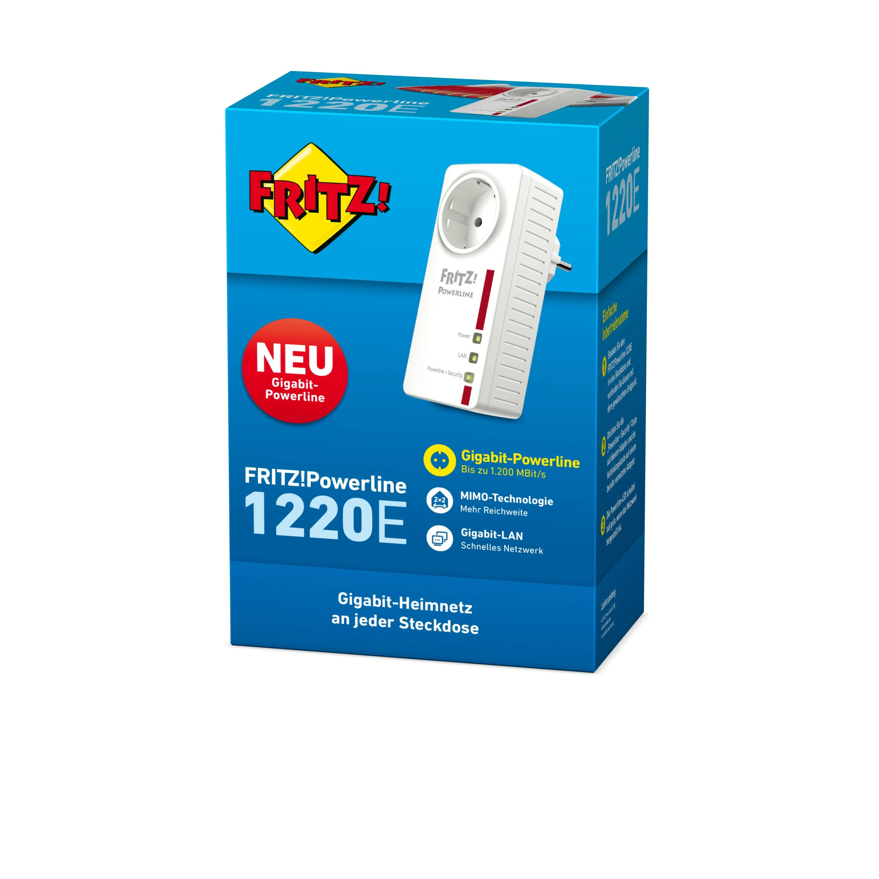 AVM FRITZ!Powerline 1220E 1200 Mbit/ai Ethernet LAN jungtis Balta 1 vnt
