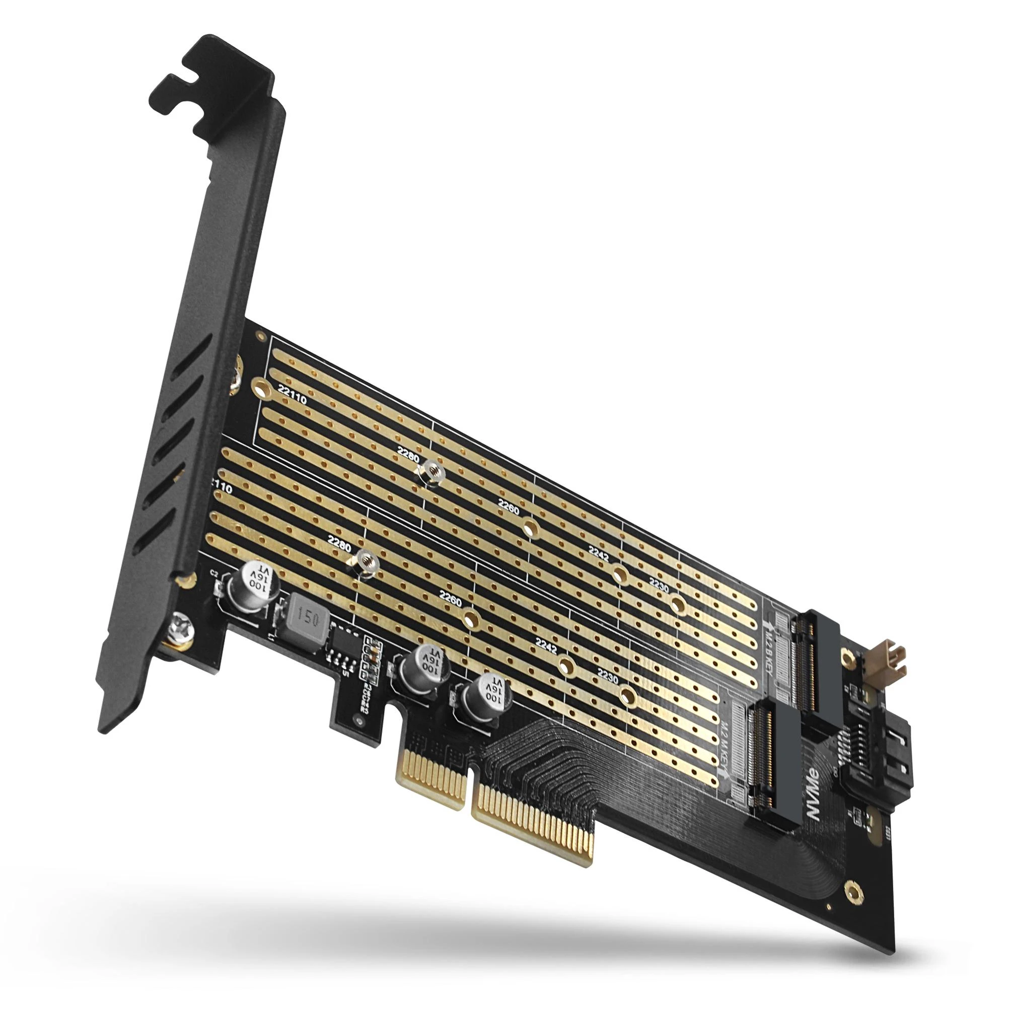 AXAGON PCEM2-D PCI-E 3.0 4x - DUAL M.2 SSD (NVMe + SATA), dual voltage, iki 110mm SSD