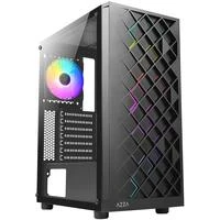 GAMING dėklas AZZA Spectra 280B, su 1xARGB ventiliatoriumi, šoninis langas iš grūdinto stiklo, Be maitinimo šaltinio (apačioje), CSAZ-280B