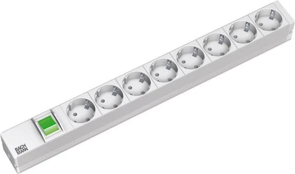 Bachmann 19" lizdo juosta ALU 1U, 8x 35°, pilka, 2,0m, su jungikliu