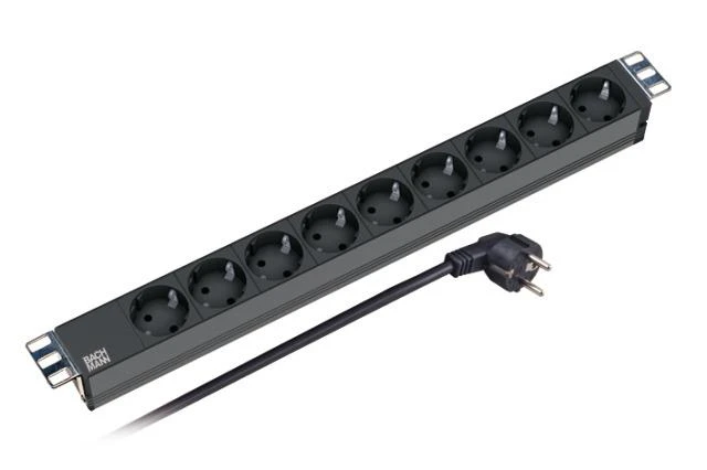 Maitinimo panelė 19 Bachmann, 9 xCEE 7/4 jacks, 1xCEE 7/7 2m, pilka / GT-52