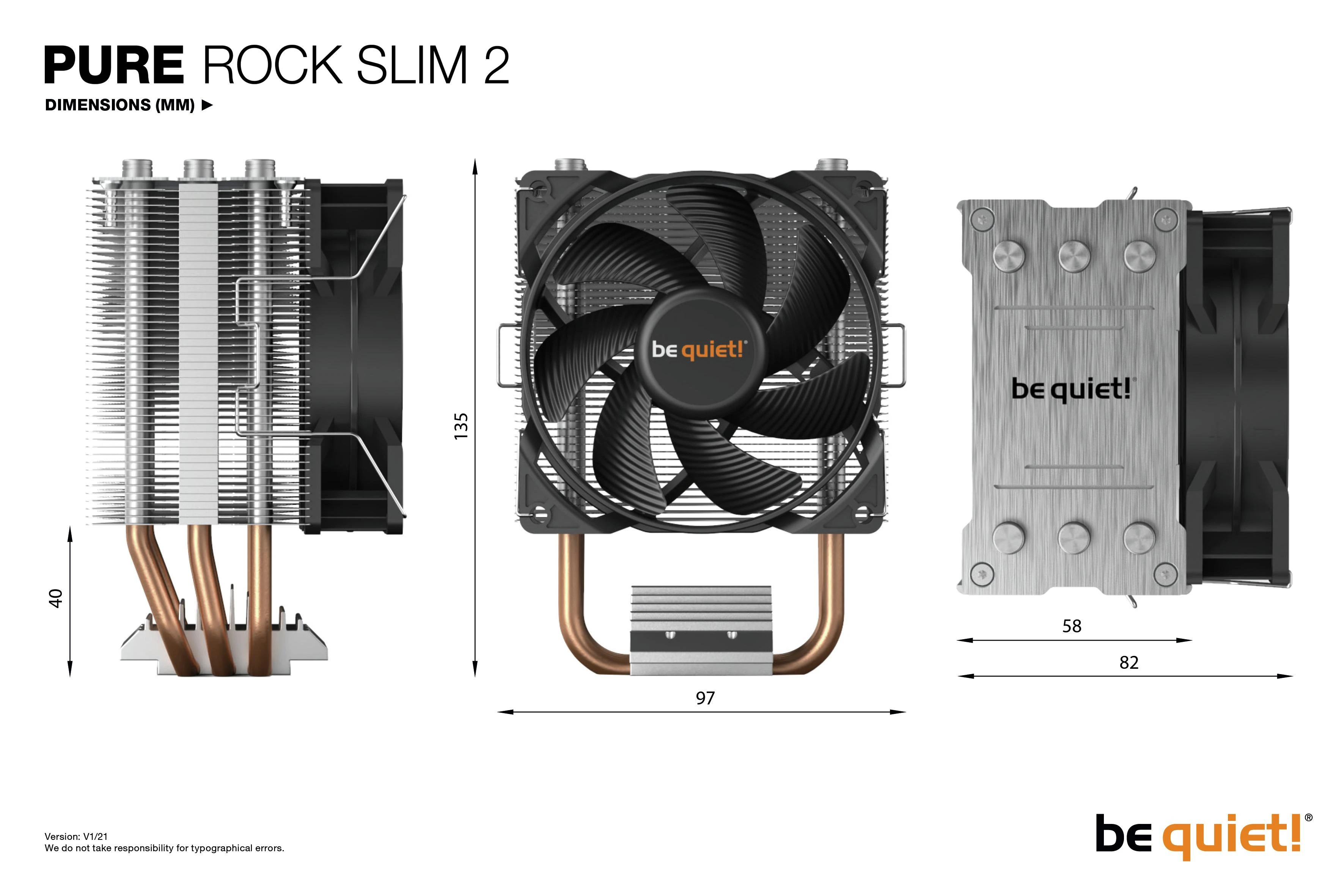 Pure Rock Slim 2 techninių parametrų brėžinys