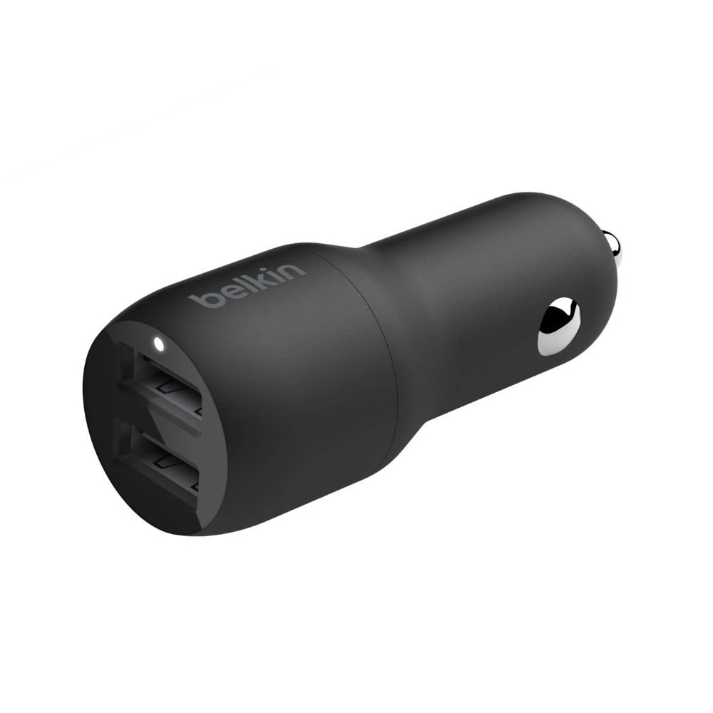 Belkin Dual USB-A automobilinis įkroviklis 24W + USB-A į USB-C laidas BOOST CHARGE Juodas
