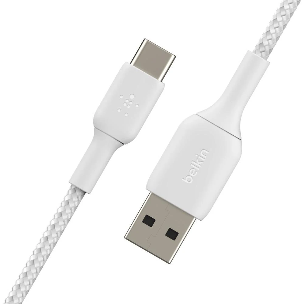USB kabelis Belkin Boost Charge Braided USB-A to USB-C 1.0m baltas