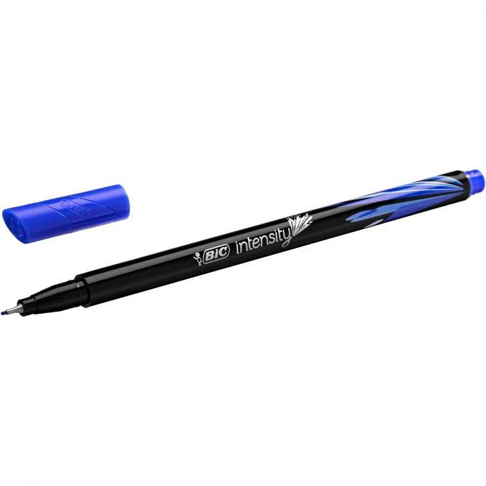 Bic Intensity rašiklis su nuimtu mėlynu dangteliu