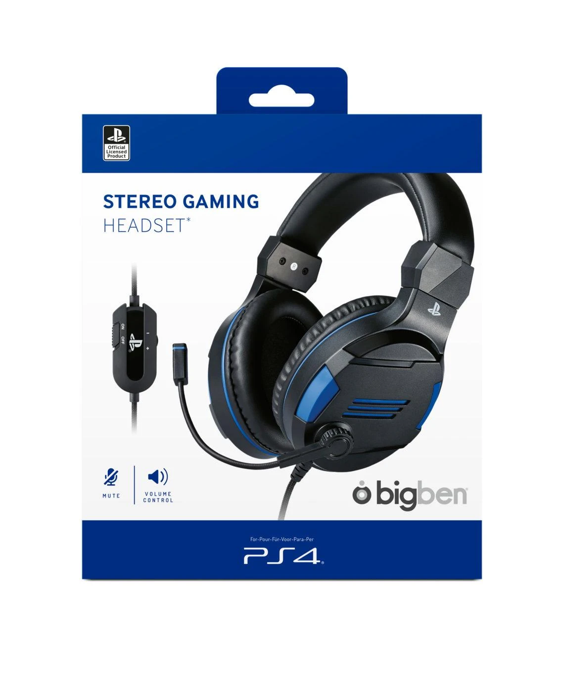 Nacon Big Ben Bigben Interactive PS4OFHEADSETV3 Ausinės be mikrofono ir ausinės su mikrofonu Laisvų rankų įranga Su lankeliu Juoda, Mėlyna