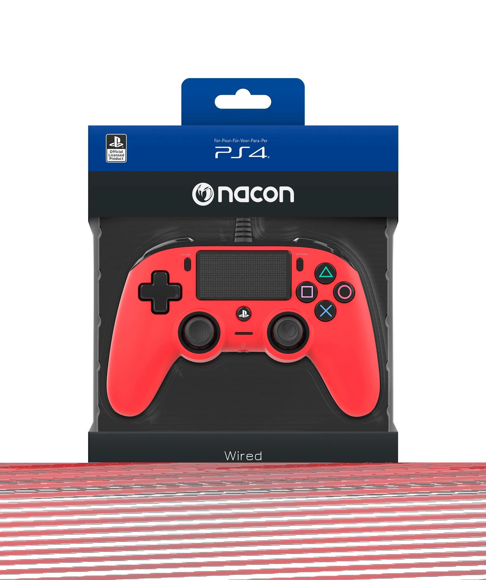NACON PS4OFCPADRED žaidimų valdiklis Žaidimų pultelis PlayStation 4 Analoginis / skaitmeninis Raudona