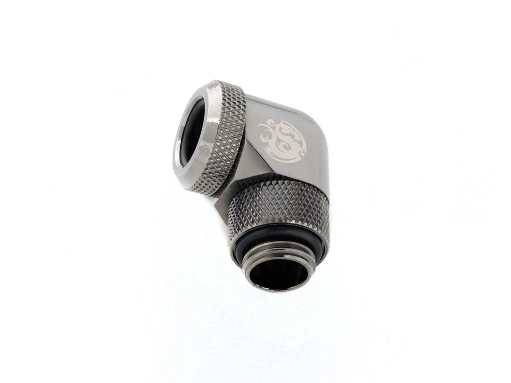 „Bitspower“ daugiajungtis adapteris, 90 laipsnių G1/4 colio AG ir 12 mm išorinio skersmens kietojo vamzdžio jungtis, pasukama, pilkas