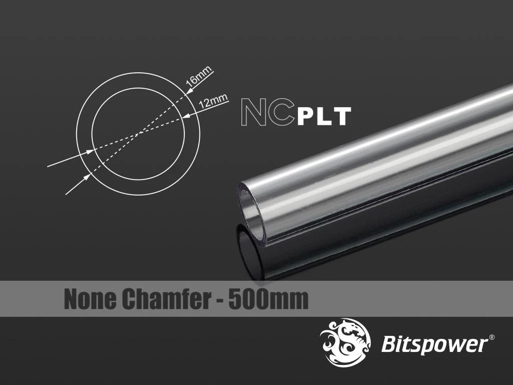 „Bitspower“ PETG jungties vamzdelis be nuožulnumo, 16/12 mm, 50 cm, skaidrus