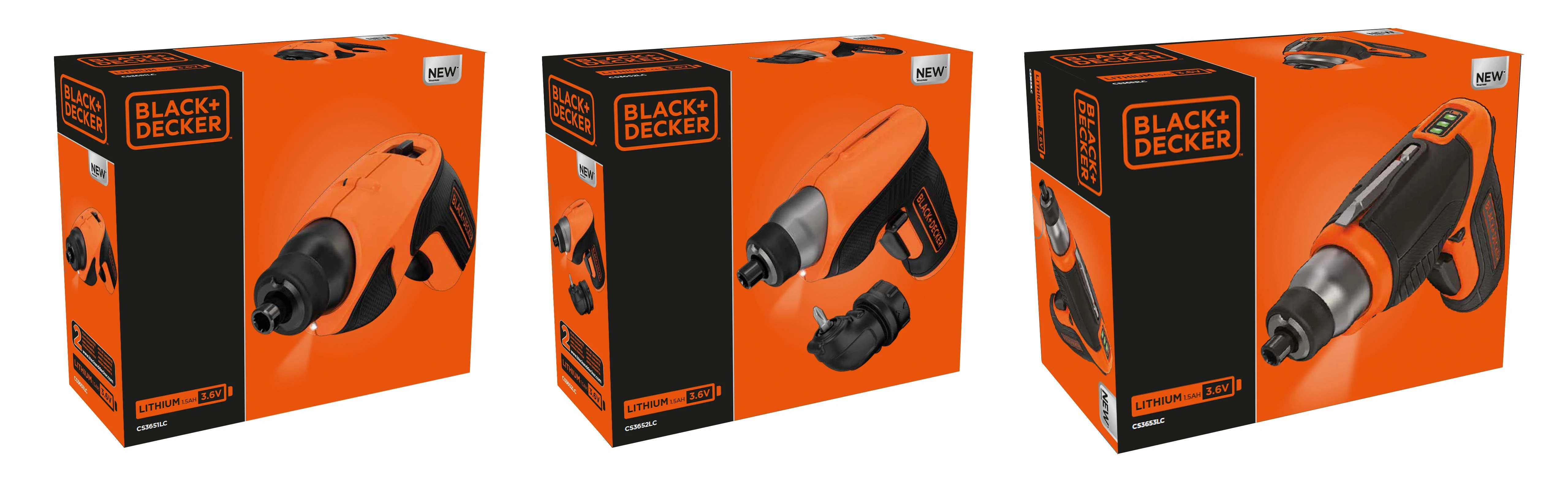 Black & Decker Juodas + DECKER AKUMULIATORIUS ATSUKTUKAS LI-ION 3.6V CS3652LC