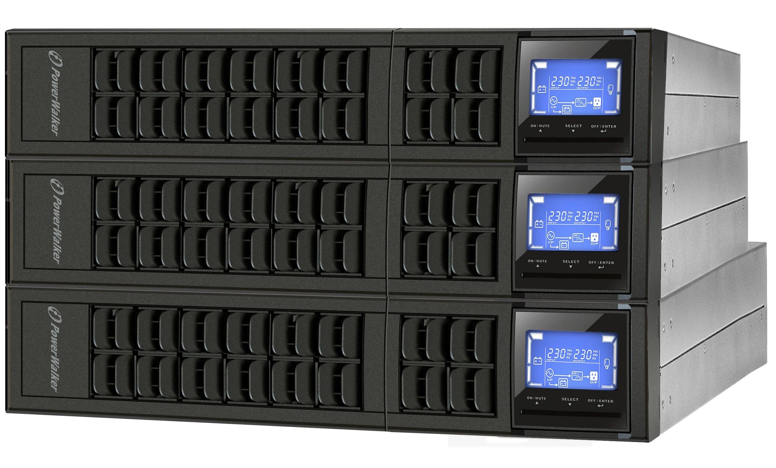 POWERWALK VFI 3000 CRM LCD Power Walker UPS On-Line 3000VA, 19 2U, 4x IEC, USB/RS-232, LCD, terminalas, stovas / vilkimas