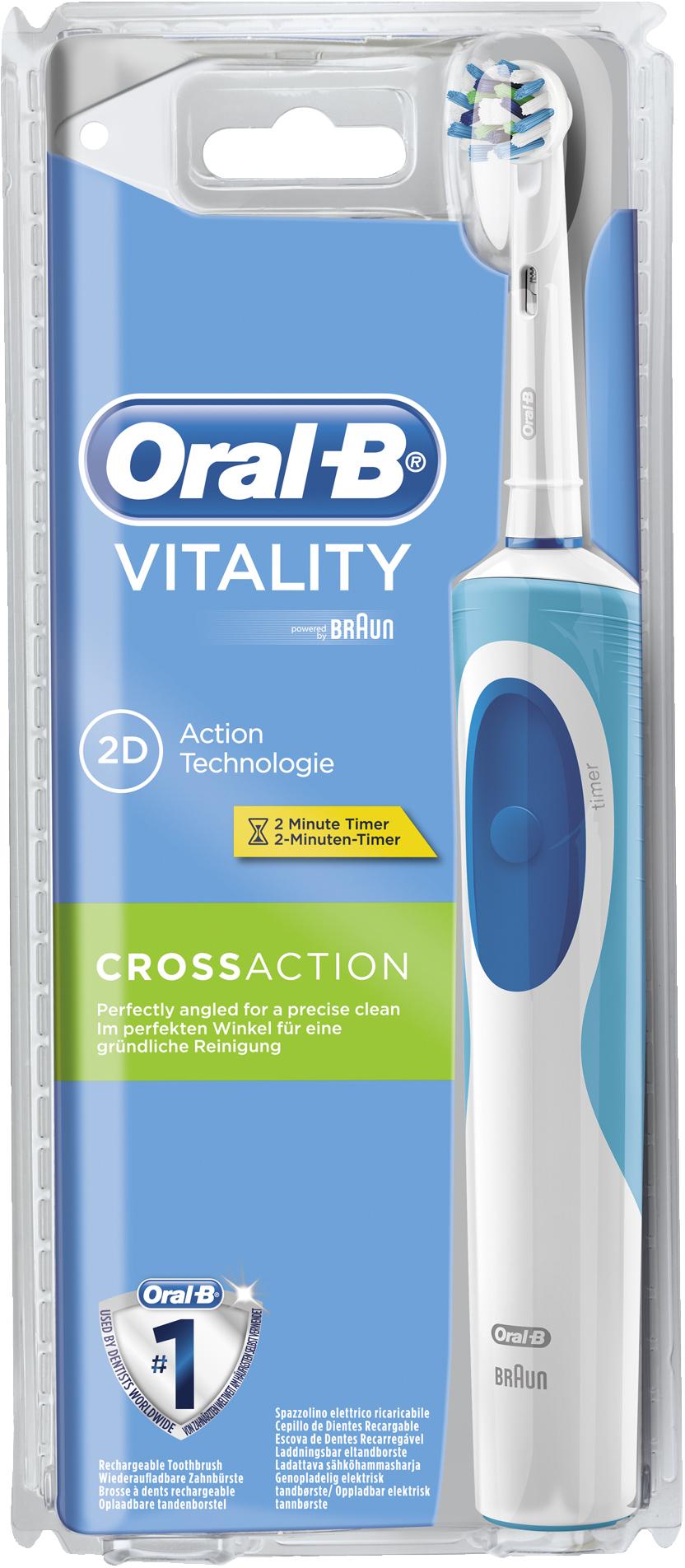 OralB Vitality Crossaction Adult Rotating dantų šepetėlis Mėlyna