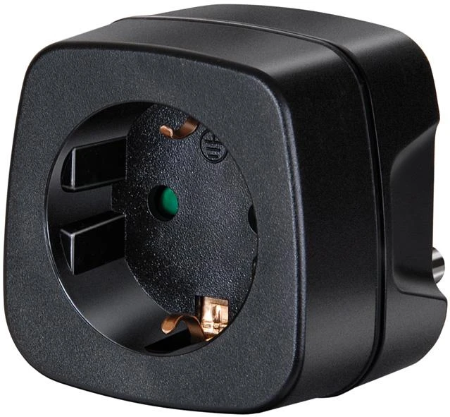 Brennenstuhl kelionių adapteris, juodas, 3 kontaktų lizdas