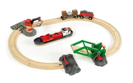 Ravensburger Brio geležinkelis Brio rinkinys su traukinio bėgiais Cargo harbour, 33061