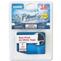 Brother | TZe-252 Laminated Tape | Raudona on Baltas | TZe | 8 m | 2.4 cm