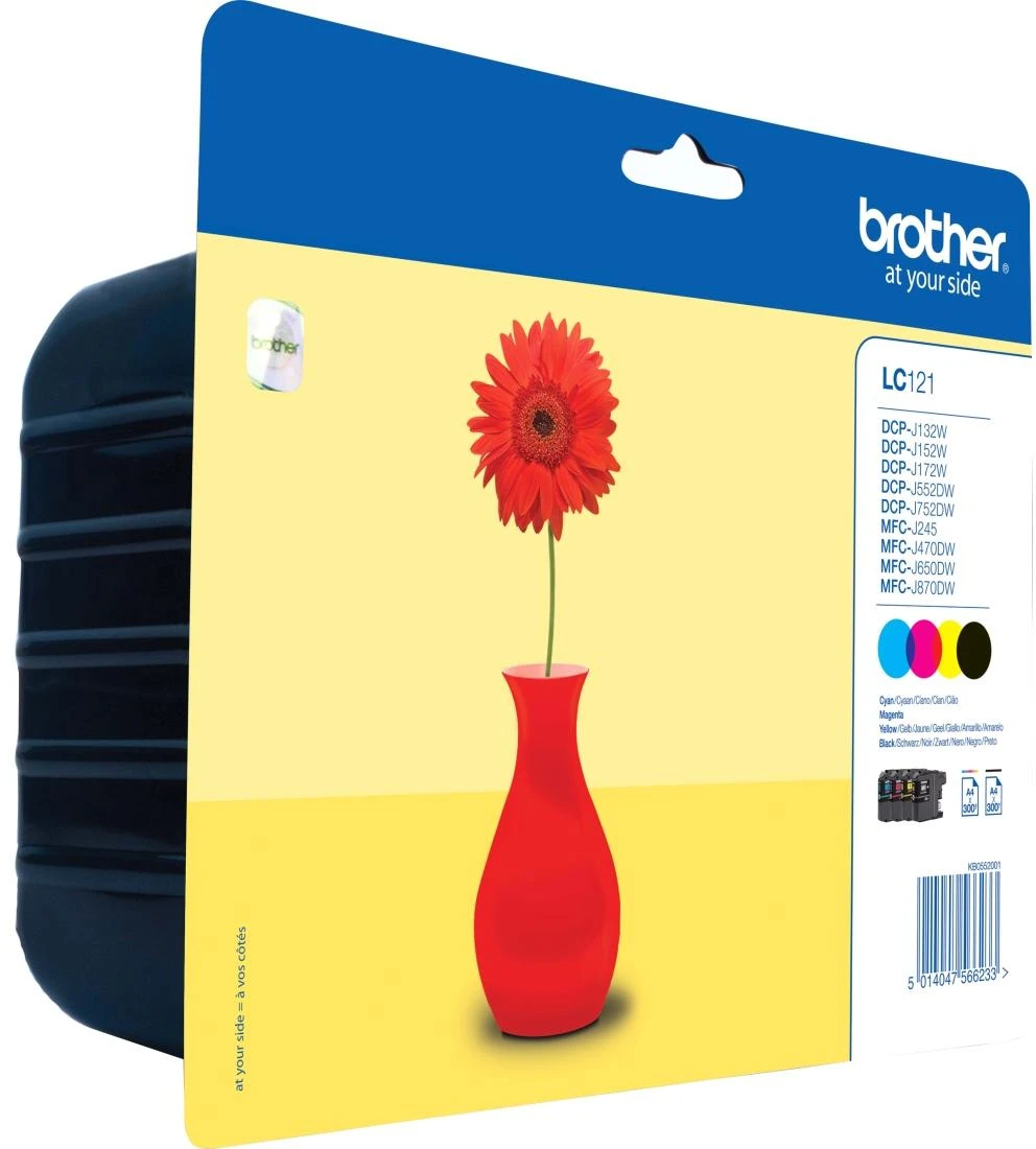 Brother LC-121 Multipack Ink Cartridge, Juodas, Cyan, Magenta, Geltona