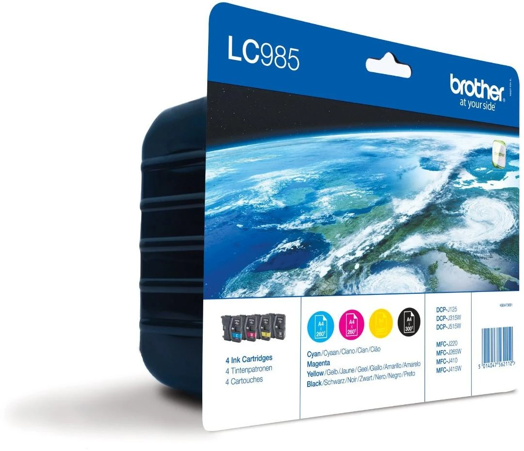 Brother LC985VALBP Multipack | Ink Cartridge | Juodas, Cyan, Magenta, Geltona