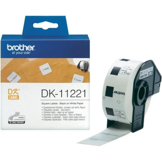 Brother Brolis | DK-11221 kvadratinė popierinė etiketė | Baltas | DK | 23 mm
