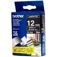 Brother | TZe-335 Laminated Tape | Baltas on Juodas | TZe | 8 m | 1.2 cm