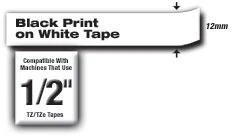 Brother | TZ-231 Laminated Tape | Juodas on Baltas | TZe | 8 m | 1.2 cm