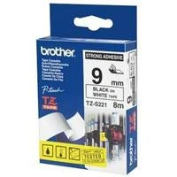 Brother | TZe-S221 Strong Adhesive Laminated Tape | Juodas on Baltas | TZe | 8 m | 9 cm