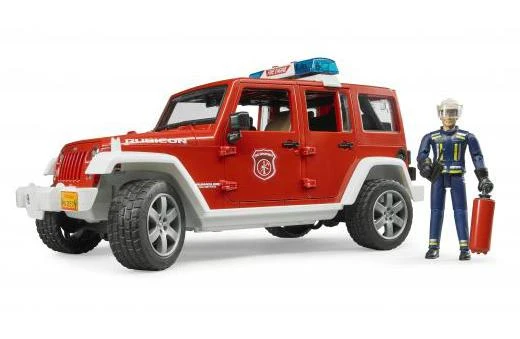 BRUDER 1:16 Jeep Wrangler gaisrinės automobilis su ugniagesiu, 02528