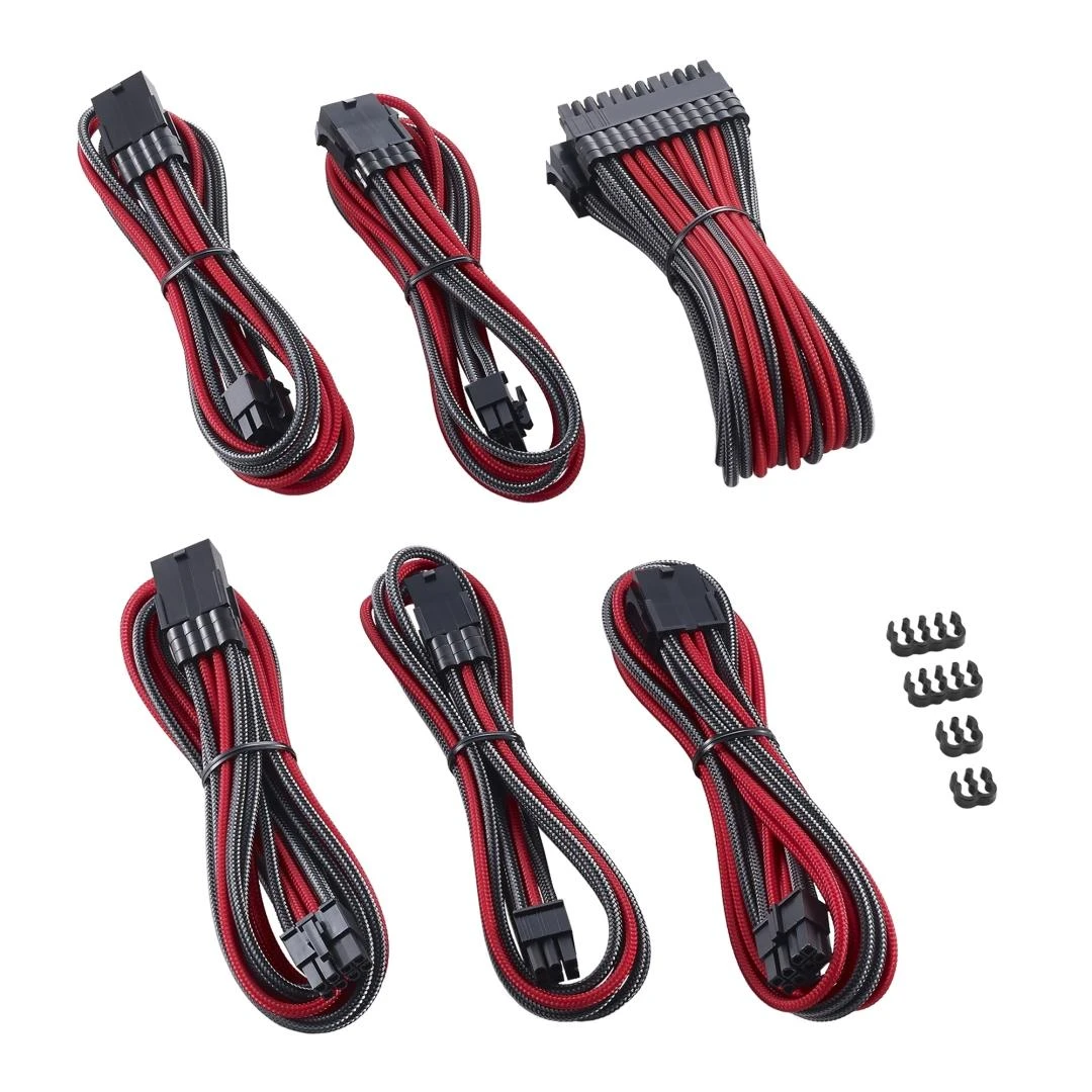 CableMod PRO ModMesh Cable Extension Kit – carbon/raudonos spalvos