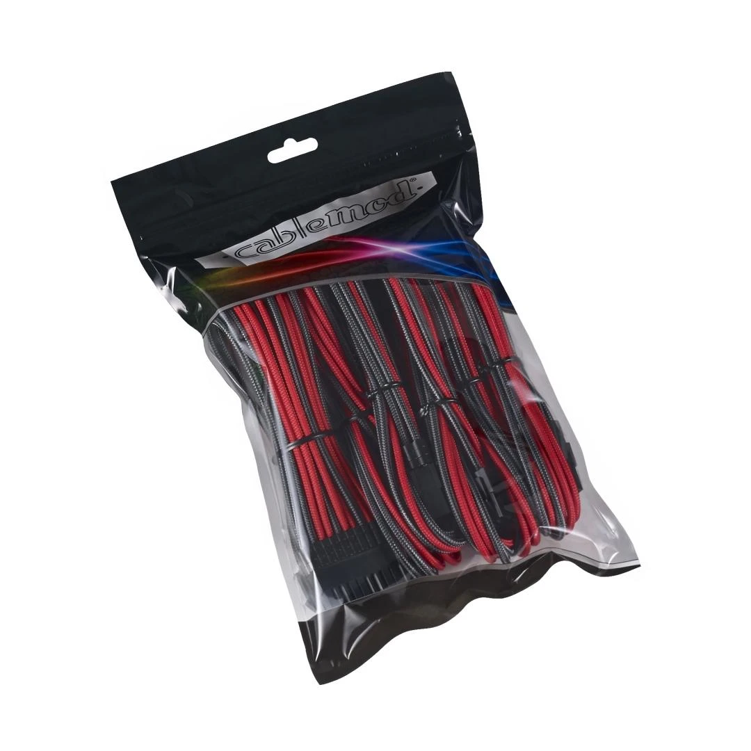 CableMod PRO ModMesh Cable Extension Kit – carbon/raudonos spalvos
