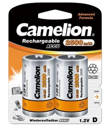 Camelion D HR20 2500mAh įkraunamos baterijos, 2 vnt. rinkinys
