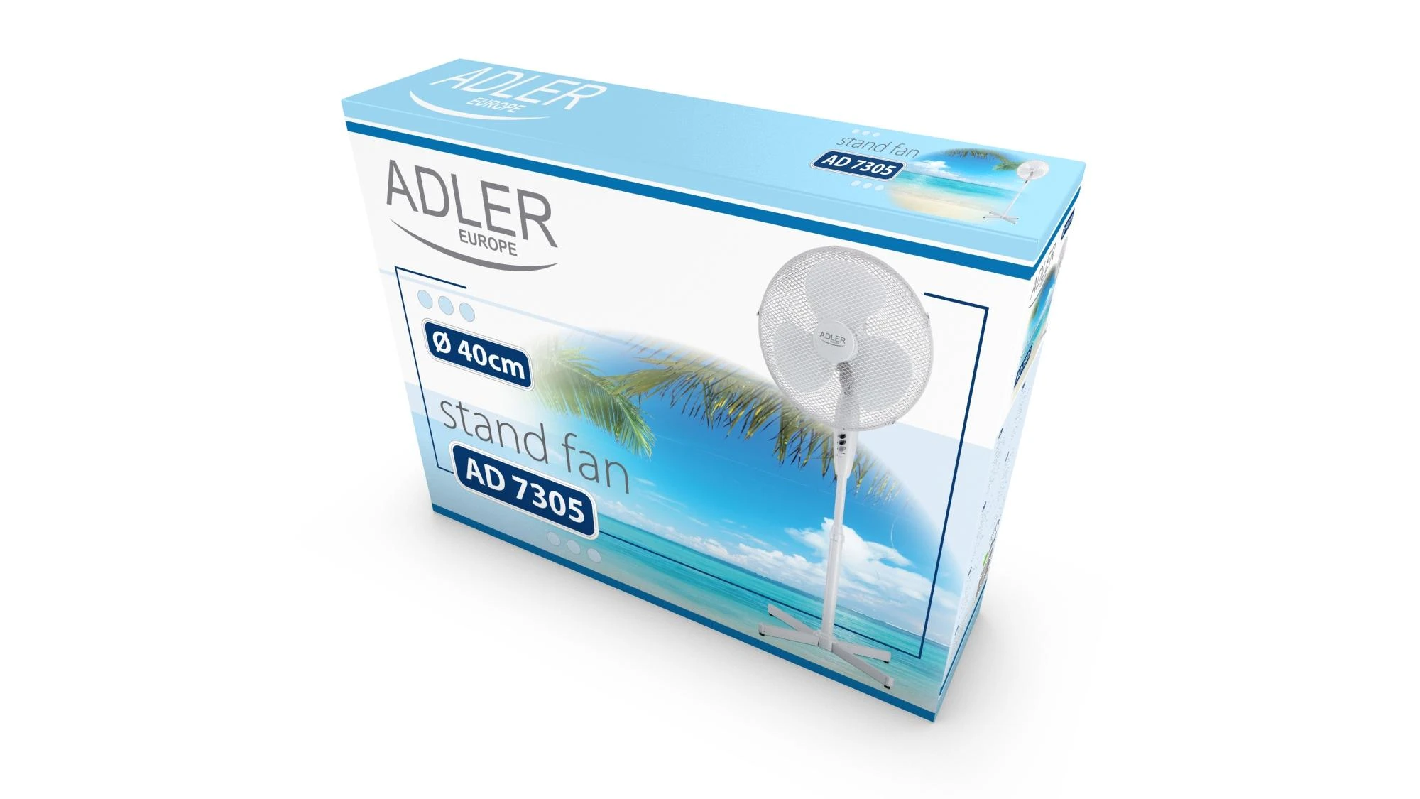 Ventiliatorius Adler AD 7305,  90W, 40cm (Baltas)